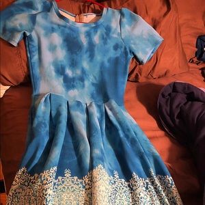 LulaRoe Unicorn Amelia dress medium blue tye dye